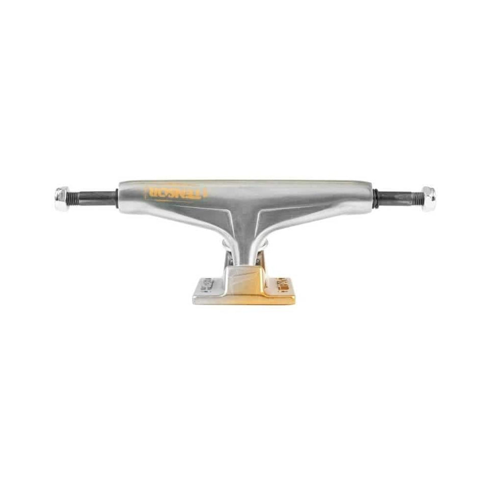 Tensor Skateboard Aluminium Stencil Mirror Trucks 5.25 (7.875") Raw Gold Fade - Set of 2 - 50-50 Skate Shop