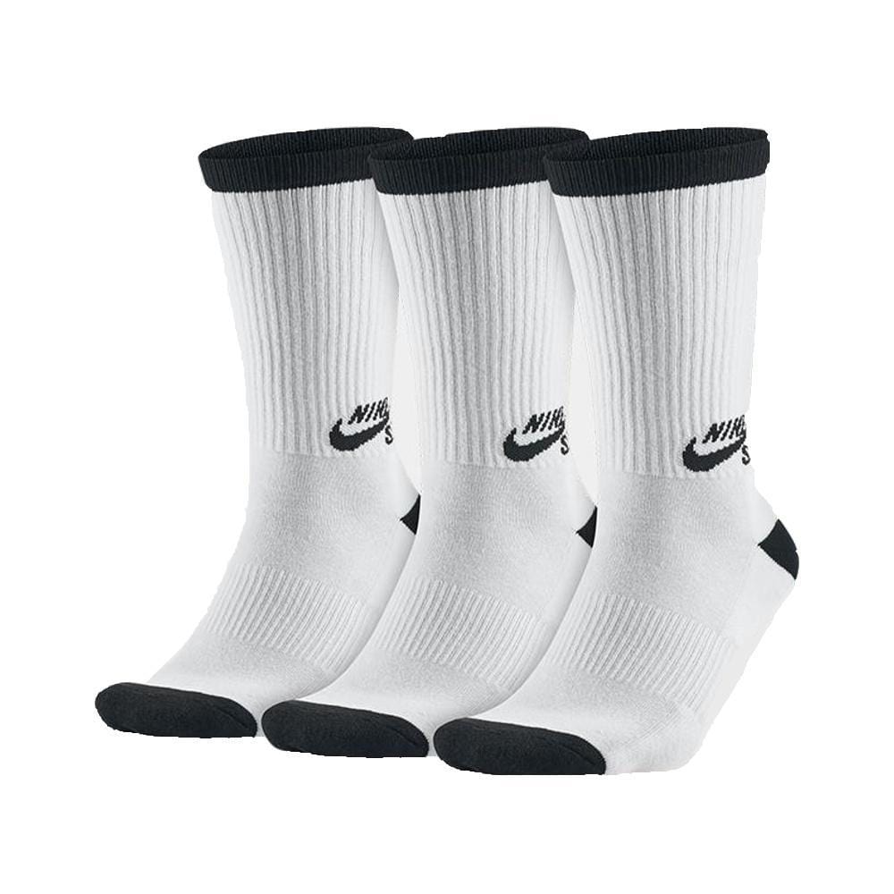 Nike SB Skateboarding Crew Sock (3 Pair) White/Black - 50-50 Skate Shop