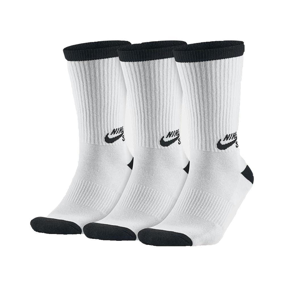 Nike SB Skateboarding Crew Sock (3 Pair) White/Black - 50-50 Skate Shop