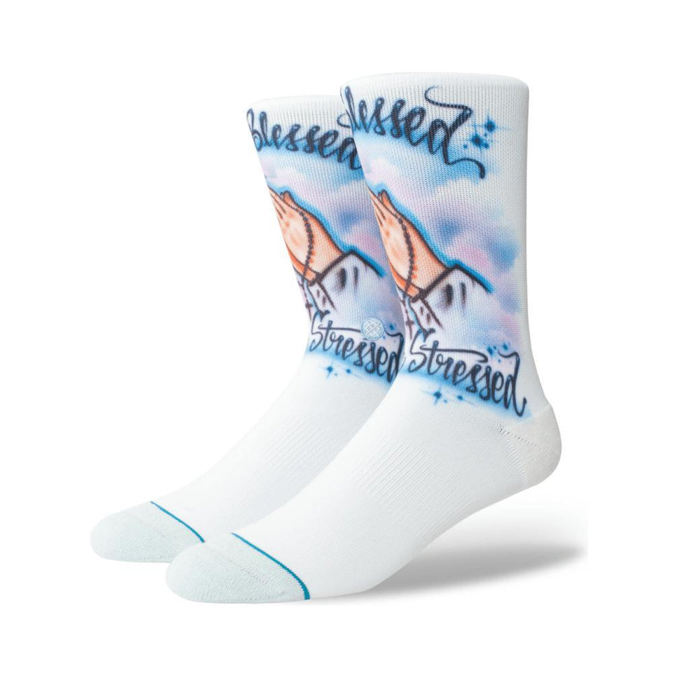 Stance Mens Airbrush Blessed Socks Blue - 50-50 Skate Shop