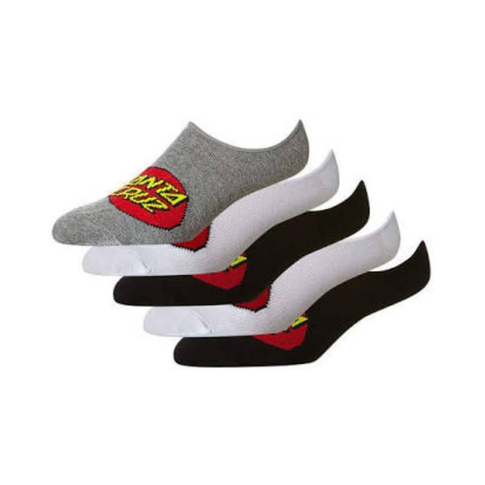 Santa Cruz Classic Dot No Show Socks 5 Pack Assorted Colour Mens Size 7-11US - 50-50 Skate Shop