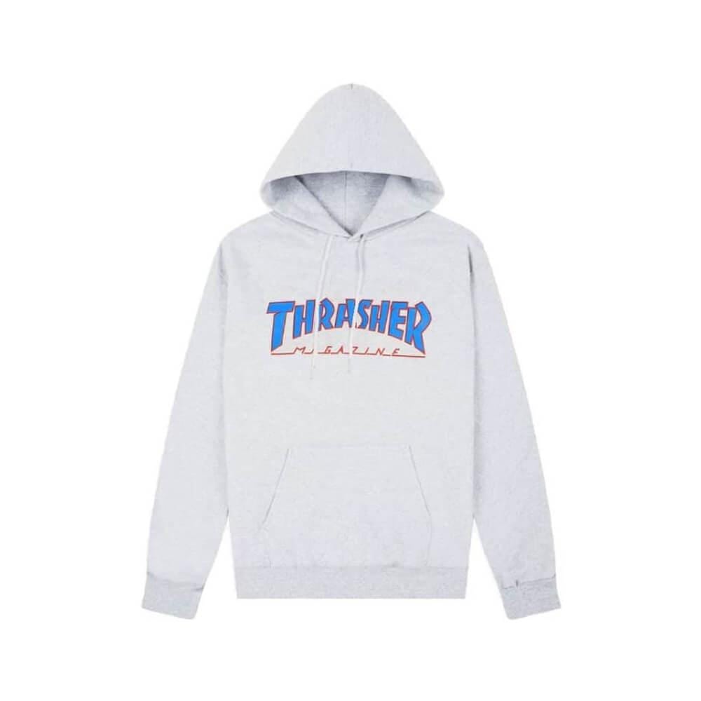 Thrasher Skate Outline Hoodie Ash Grey Blue Red - 50-50 Skate Shop