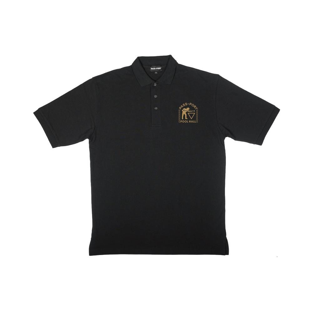 Passport Pool Hall Embroid Polo Black - 50-50 Skate Shop