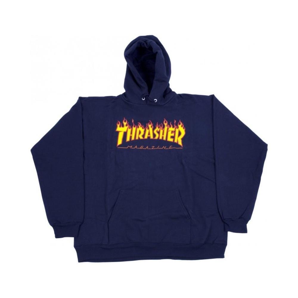 Thrasher Flame Logo Hoodie Navy - 50-50 Skate Shop
