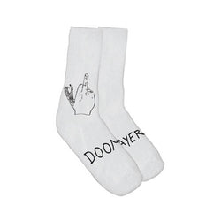Doom Sayers Socks Middle Finger White Black - 50-50 Skate Shop