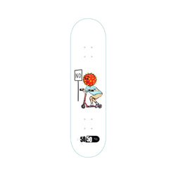50-50 Skate Shop Skateboard Deck Scooter Virus No Covid White - 50-50 Skate Shop