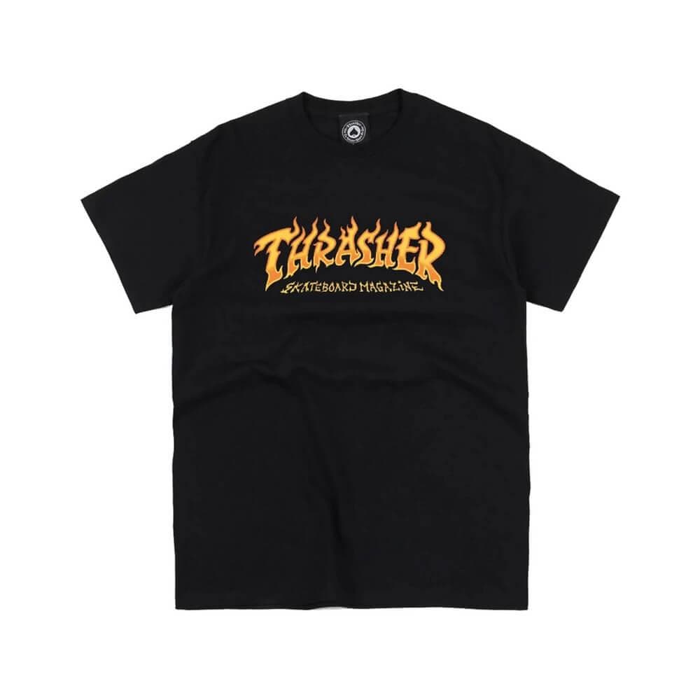 Thrasher Skate Fire Logo Short Sleeve Tee Black - 50-50 Skate Shop
