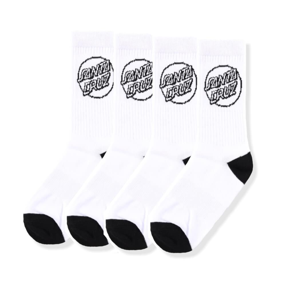 Santa Cruz Mono Cruz Socks 4 Pack White Mens Size 7-11US - 50-50 Skate Shop
