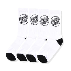 Santa Cruz Mono Cruz Socks 4 Pack White Mens Size 7-11US - 50-50 Skate Shop