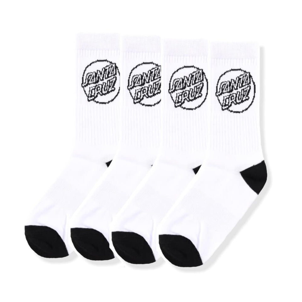 Santa Cruz Mono Cruz Socks 4 Pack White Mens Size 7-11US - 50-50 Skate Shop