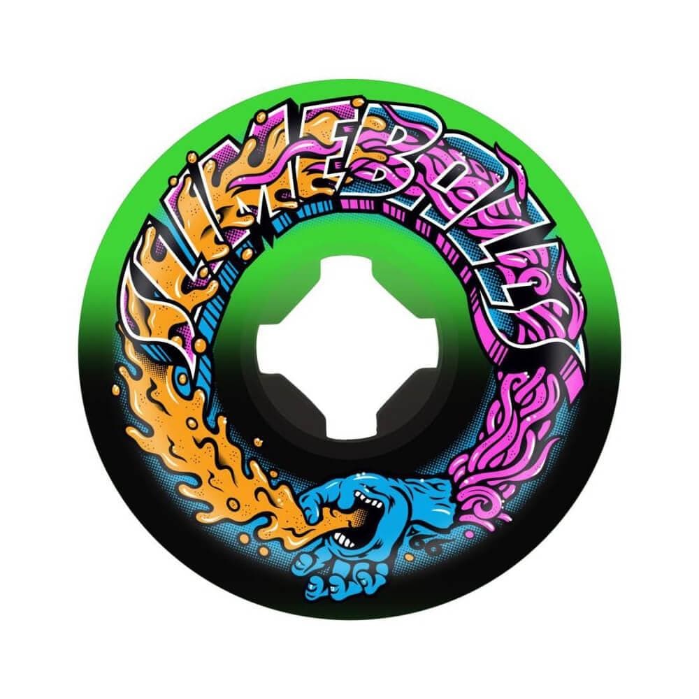 Santa Cruz Skateboard Wheels Greetings Speedballs 56mm 99A Green Black - Set of 4 - 50-50 Skate Shop