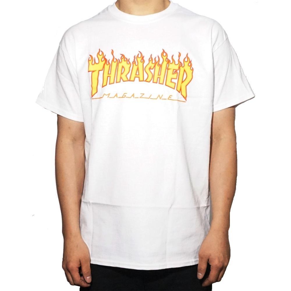 Thrasher Flame Tee White - 50-50 Skate Shop
