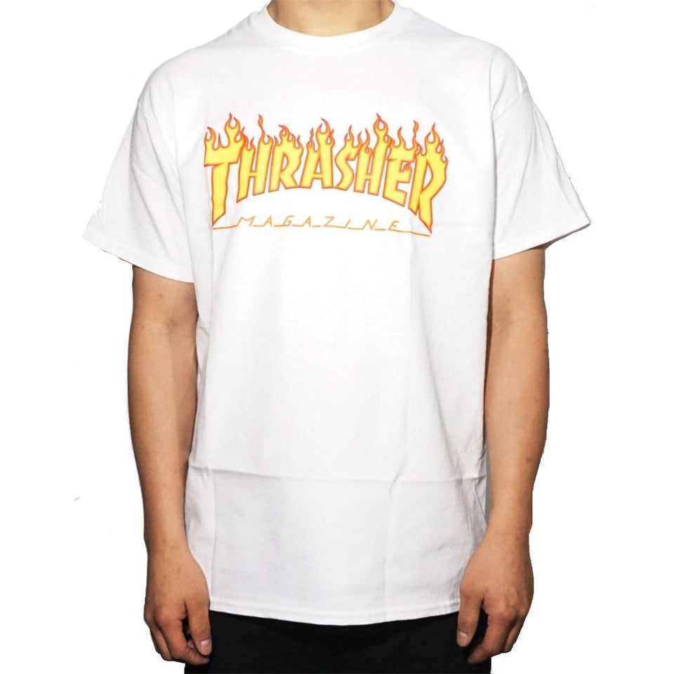 Thrasher Flame Tee White - 50-50 Skate Shop