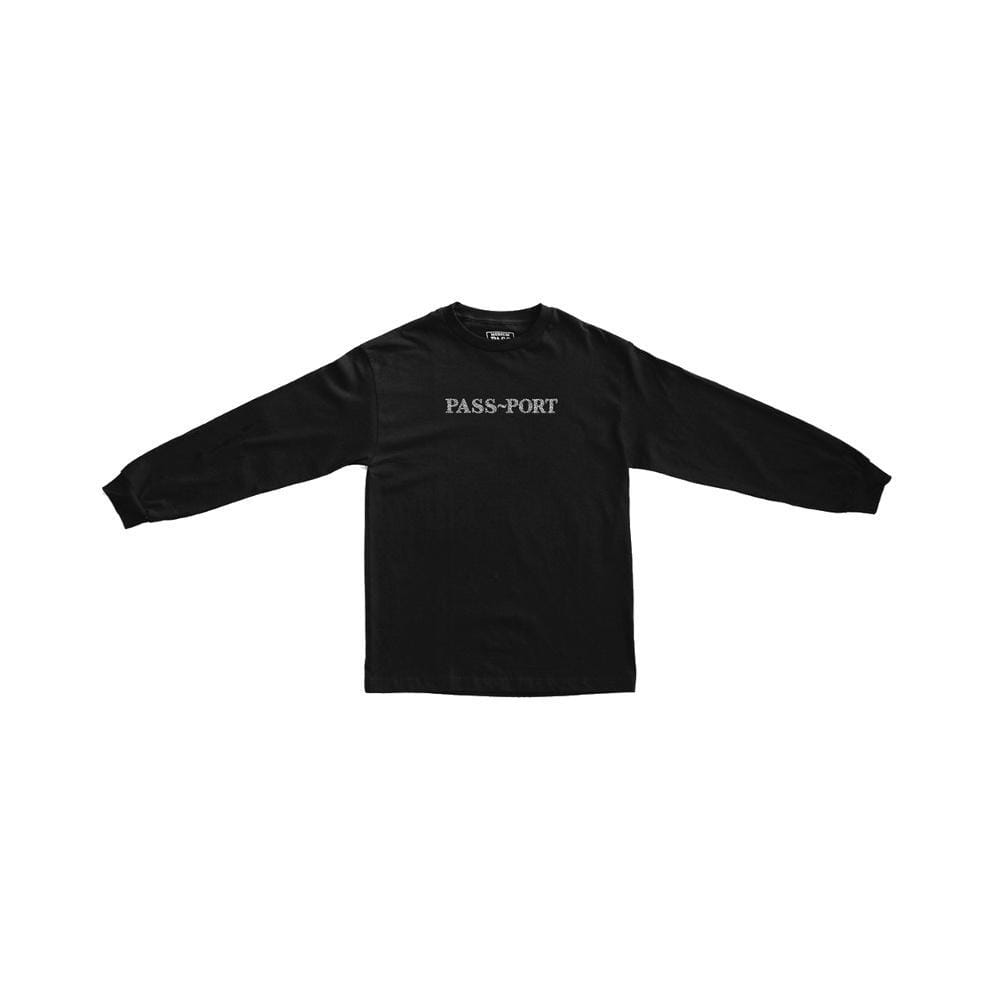 Passport Official Sweaty Embroid Long Sleeve Tee Black - 50-50 Skate Shop