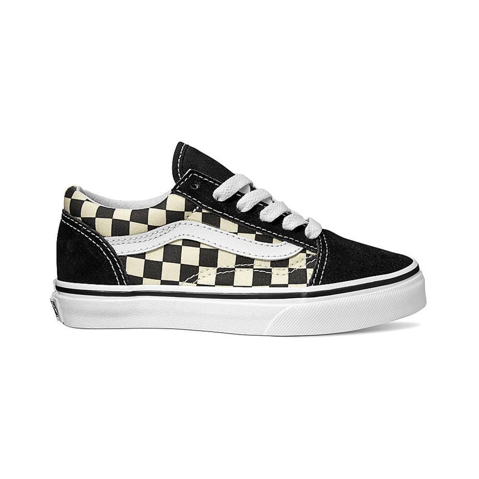 Vans Kids Old Skool (Primary Check) Black/White - 50-50 Skate Shop