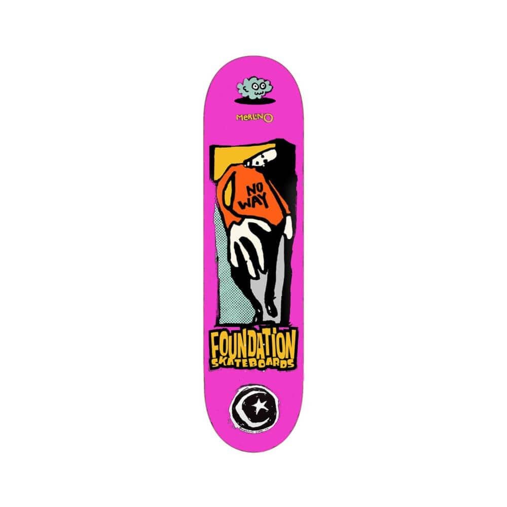 Foundation Skateboard Deck No Way 8.25" x 31.98" Nick Merlino Pink 14.25" WB - 50-50 Skate Shop