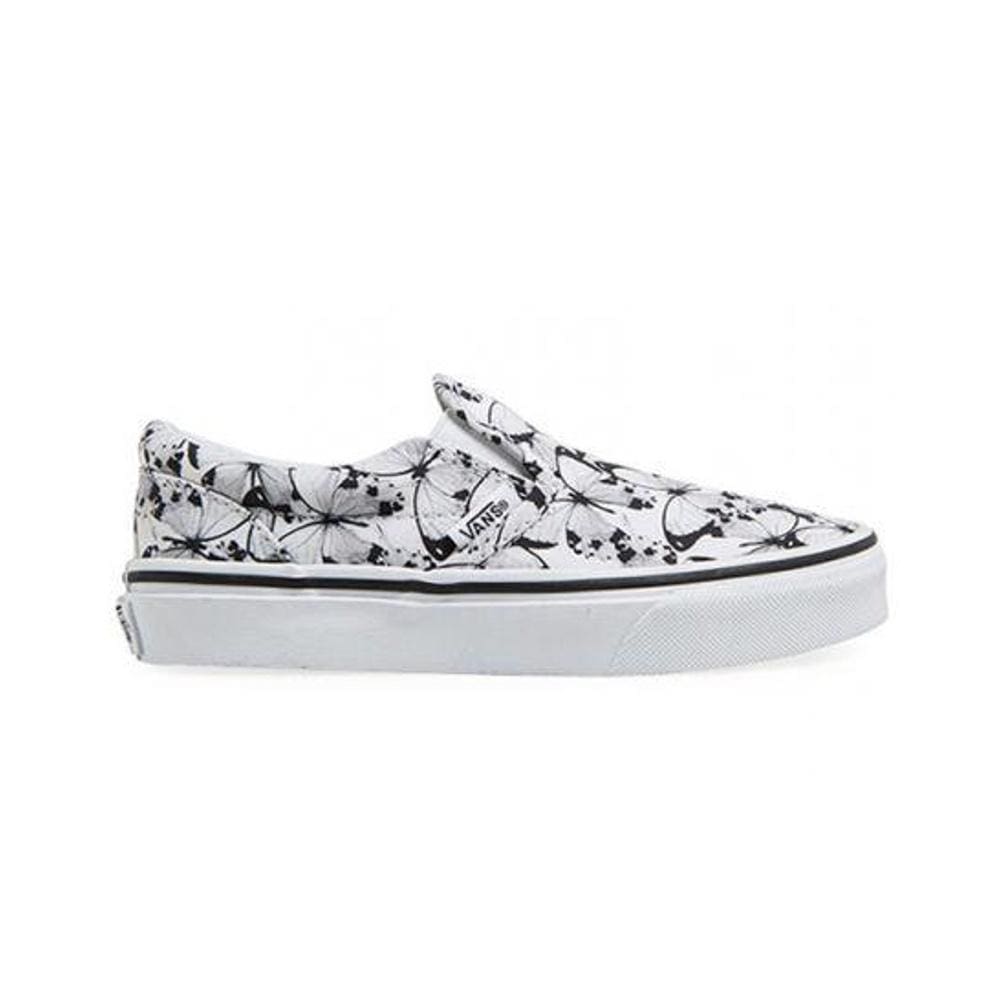 Vans Kids Classic Slip On (Butterfly) True White Black - 50-50 Skate Shop