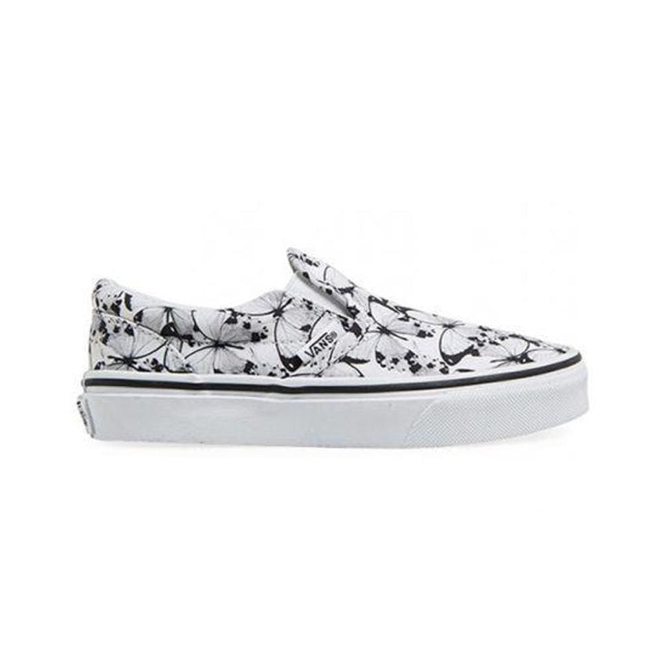 Vans Kids Classic Slip On (Butterfly) True White Black - 50-50 Skate Shop