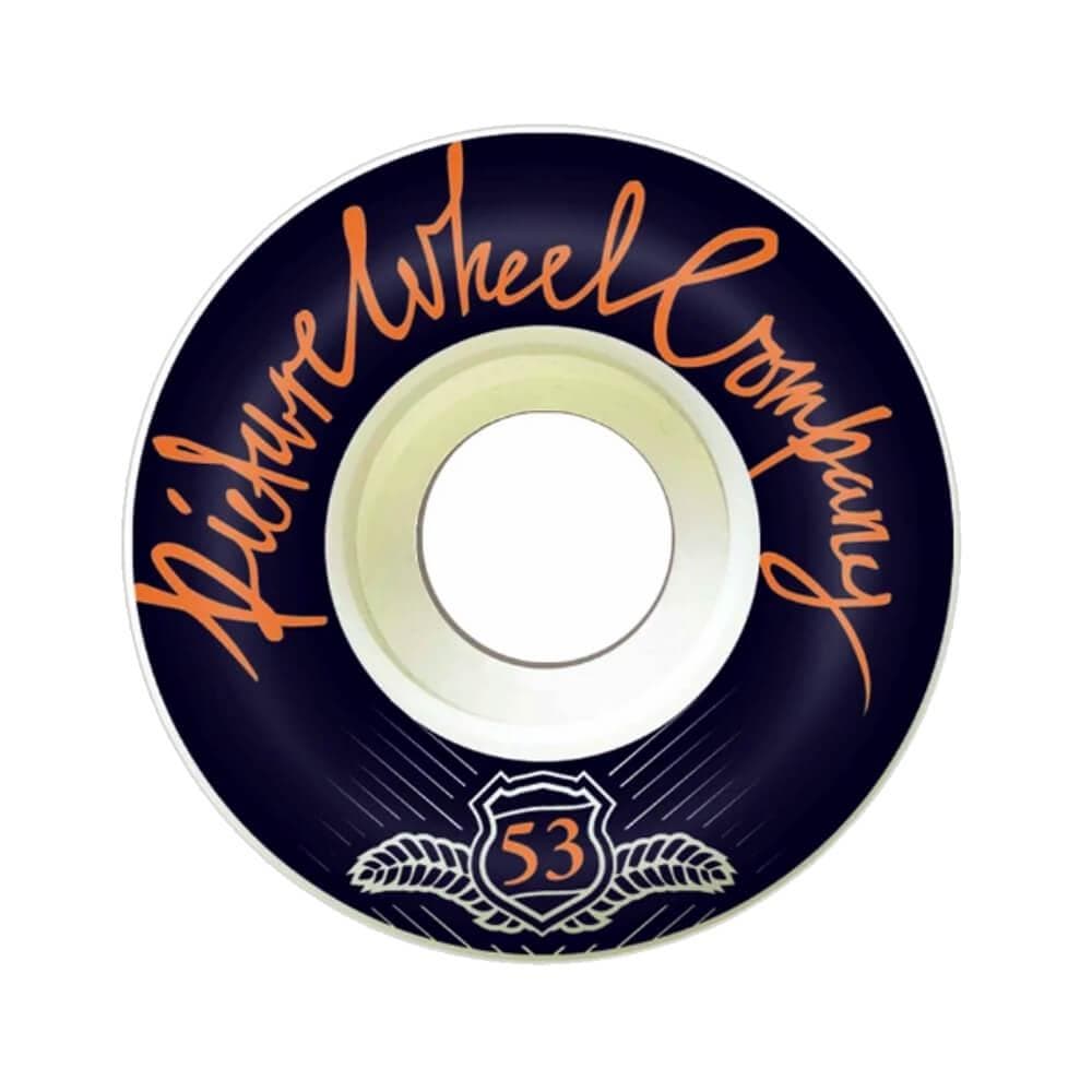 Picture Skateboard Wheels Pop 53mm 99a Tangerine Black White - Set of 4 - 50-50 Skate Shop