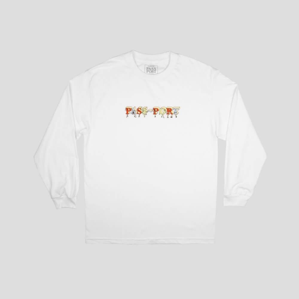 Passport PP Gang Long Sleeve Tee White - 50-50 Skate Shop