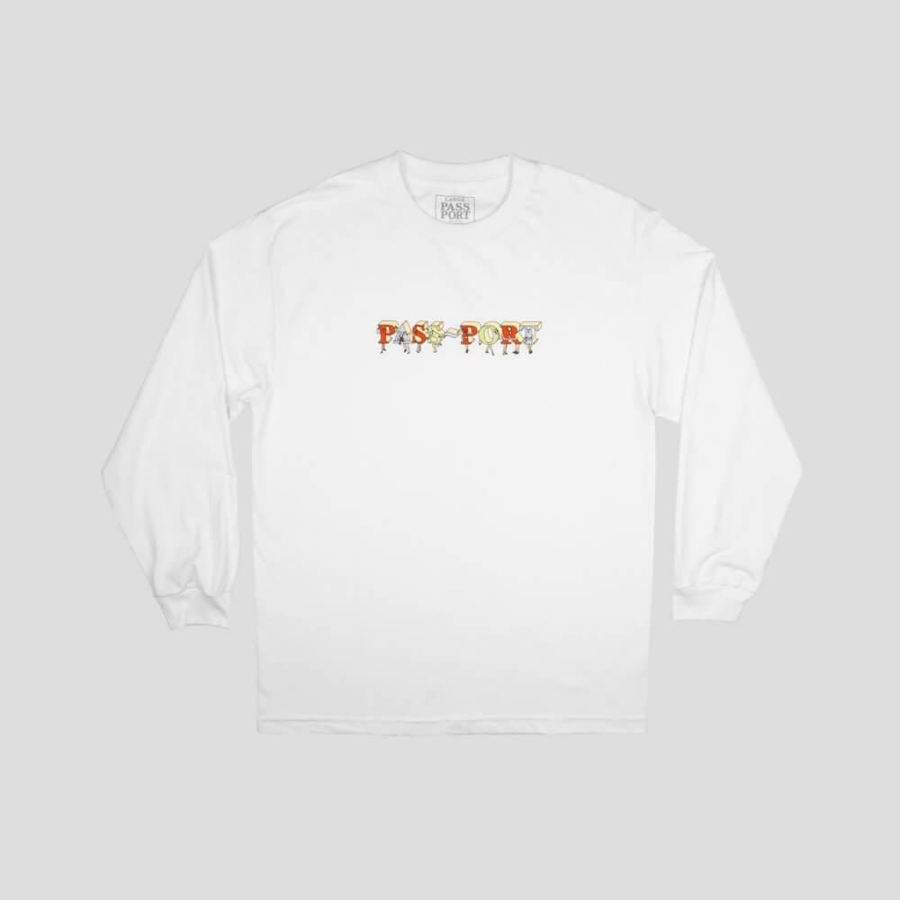 Passport Pp Gang Long Sleeve Tee White 50 50 Skate Shop