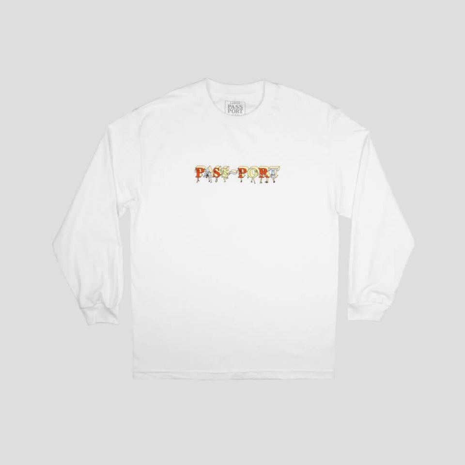 Passport PP Gang Long Sleeve Tee White - 50-50 Skate Shop
