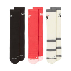 Nike SB Everyday Max Lightweight Crew Socks Black Red White 3 Pack - 50-50 Skate Shop