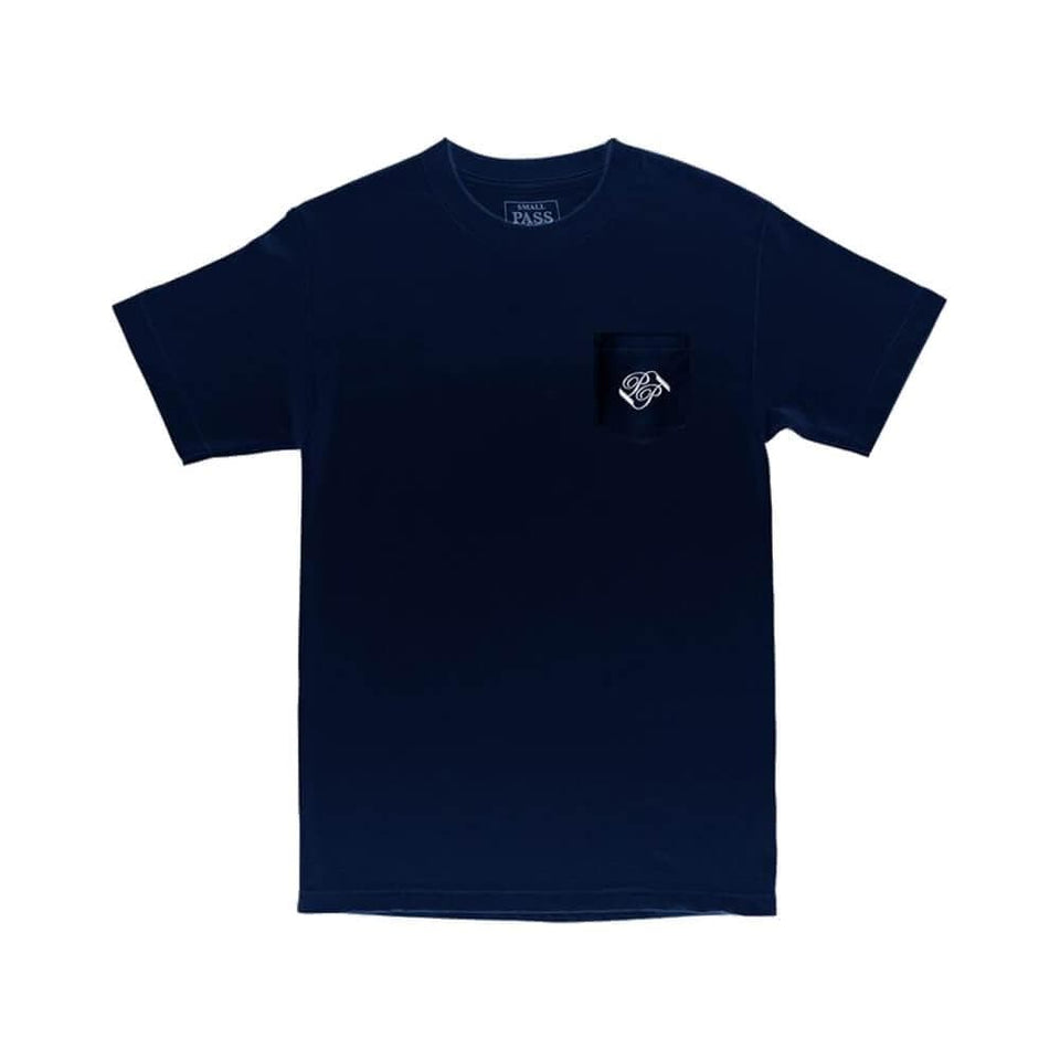 Passport Banner Pocket Tee Navy - 50-50 Skate Shop