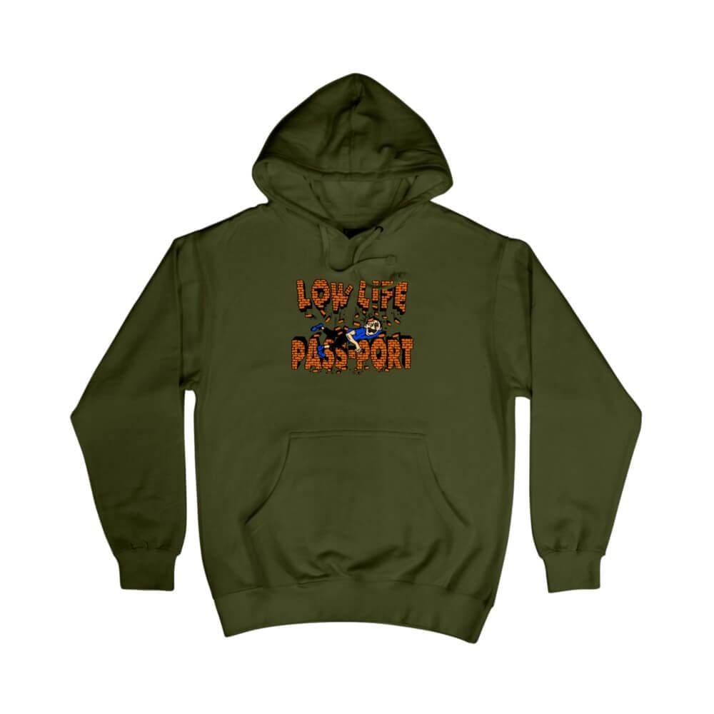 Passport Skate Low Life Brick Hoodie Army Green - 50-50 Skate Shop