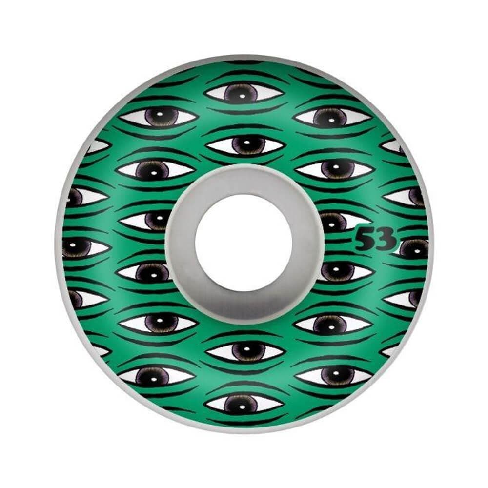Toy Machine Skateboard Wheels All Seeing 53mm 99a Green - Set of 4 - 50-50 Skate Shop
