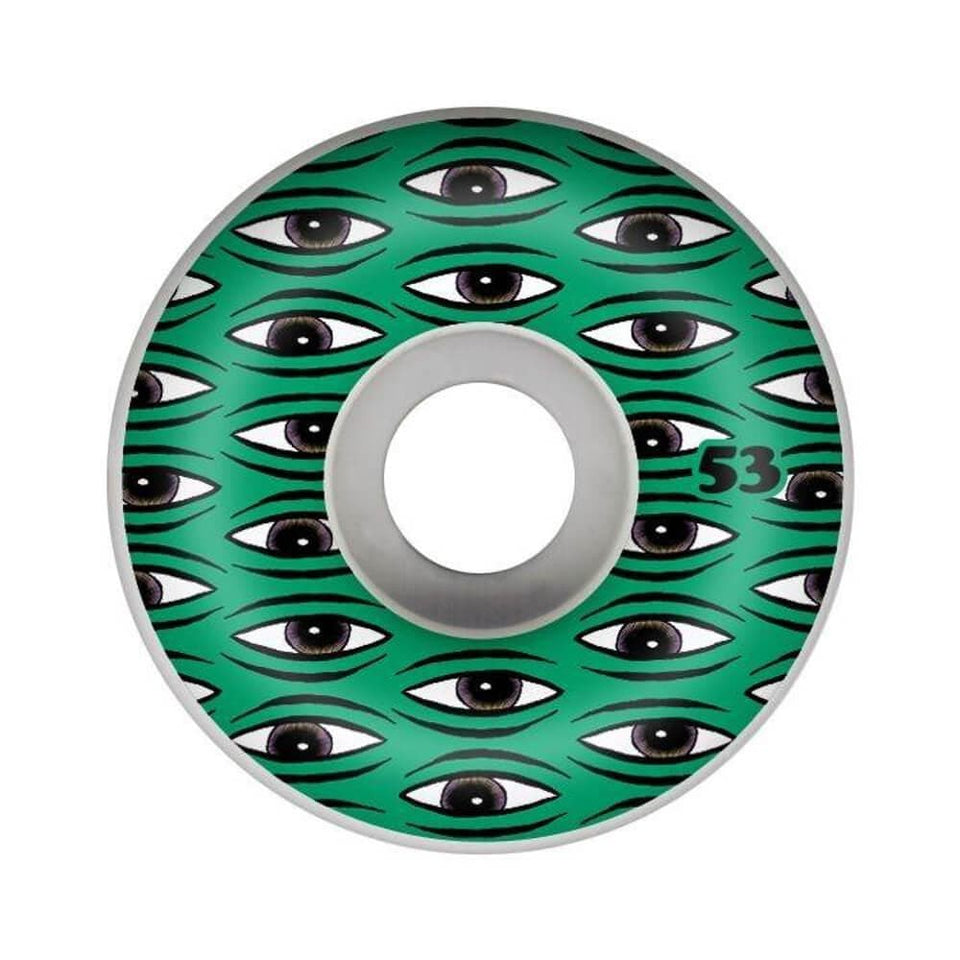 Toy Machine Skateboard Wheels All Seeing 53mm 99a Green - Set of 4 - 50-50 Skate Shop