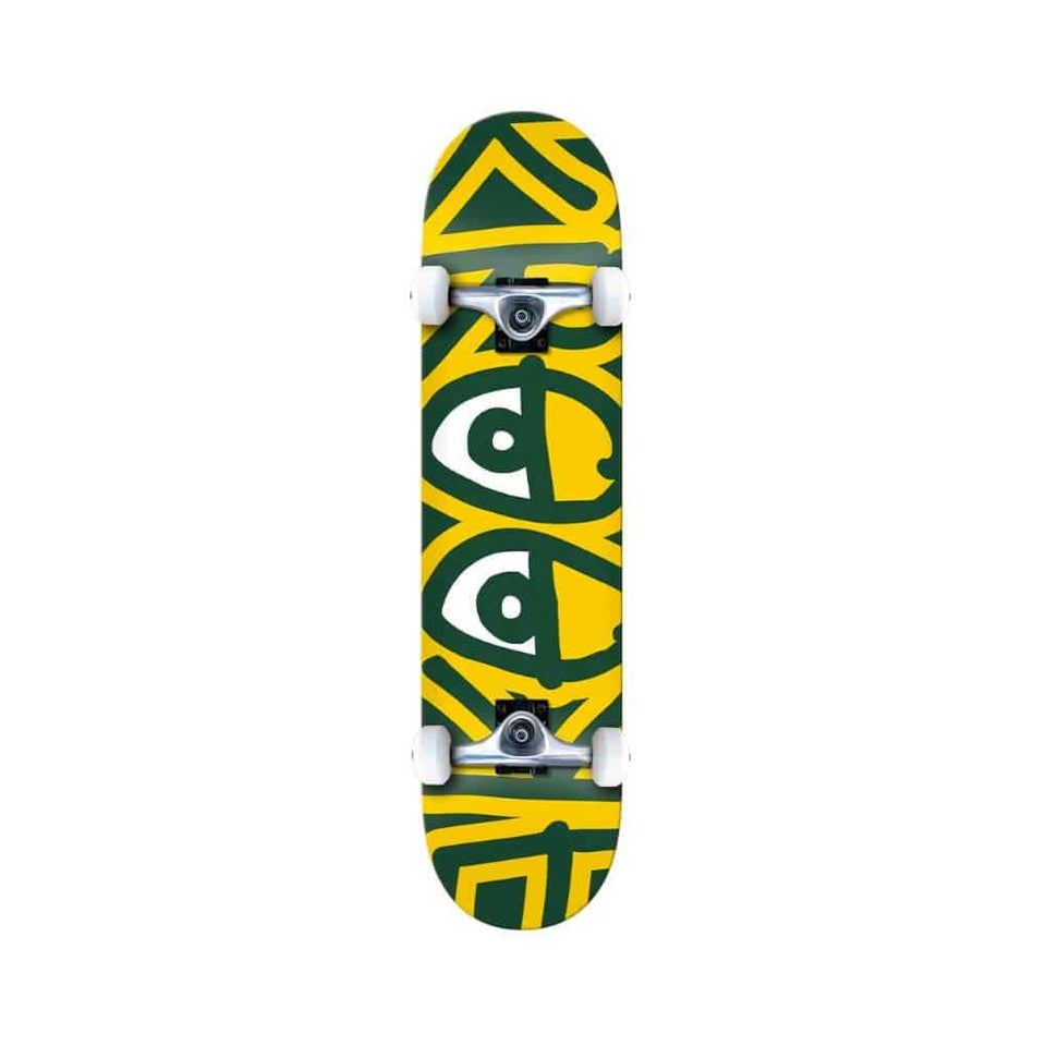 Krooked Skateboard Complete Big Eyes Too 7.3" x 29.25" Green Yellow 13" WB - 50-50 Skate Shop