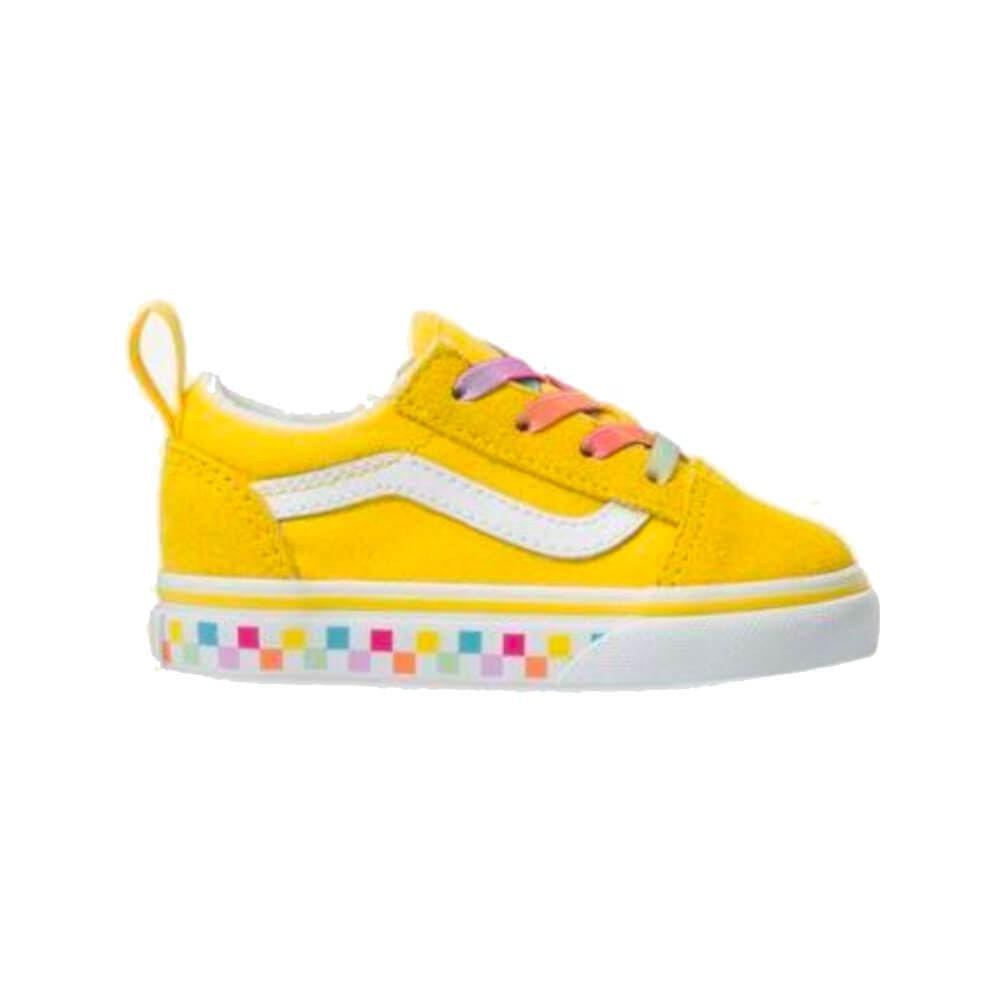 Vans Toddler Old Skool Elastic Lace (Rainbow Lace) Cyber Yellow True White - 50-50 Skate Shop