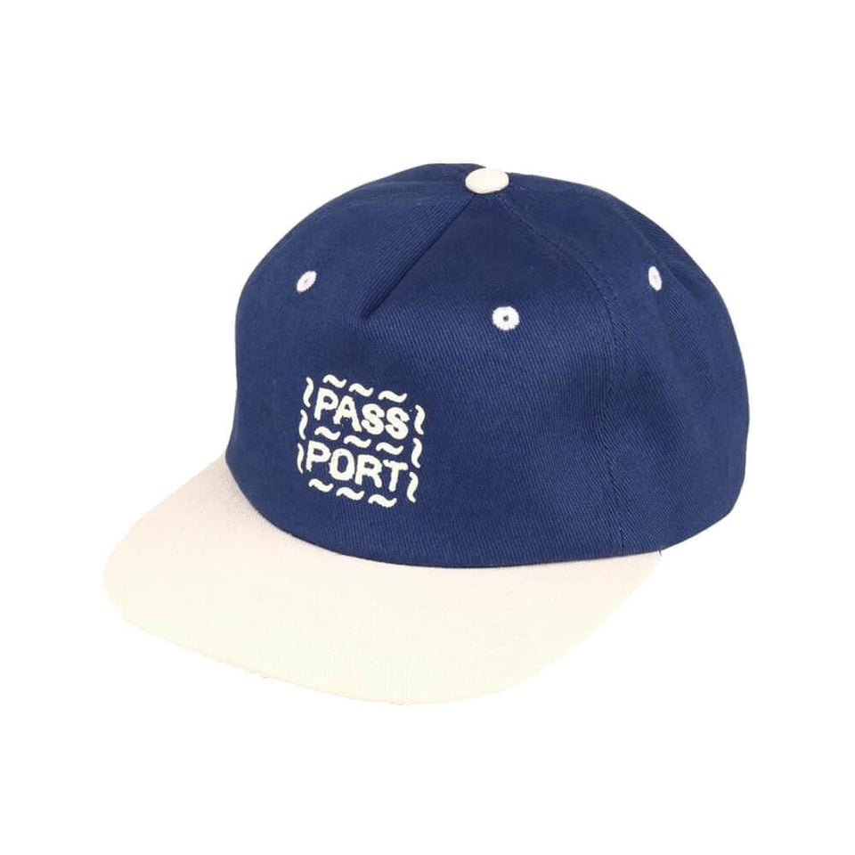 Passport Messy Logo 6 Panel French Navy Natural - 50-50 Skate Shop