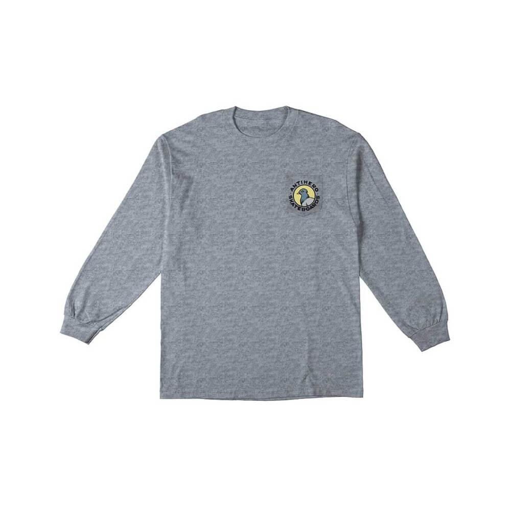 Anti Hero Skate Long Sleeve Tee Pocket Pigeon Round Grey - 50-50 Skate Shop