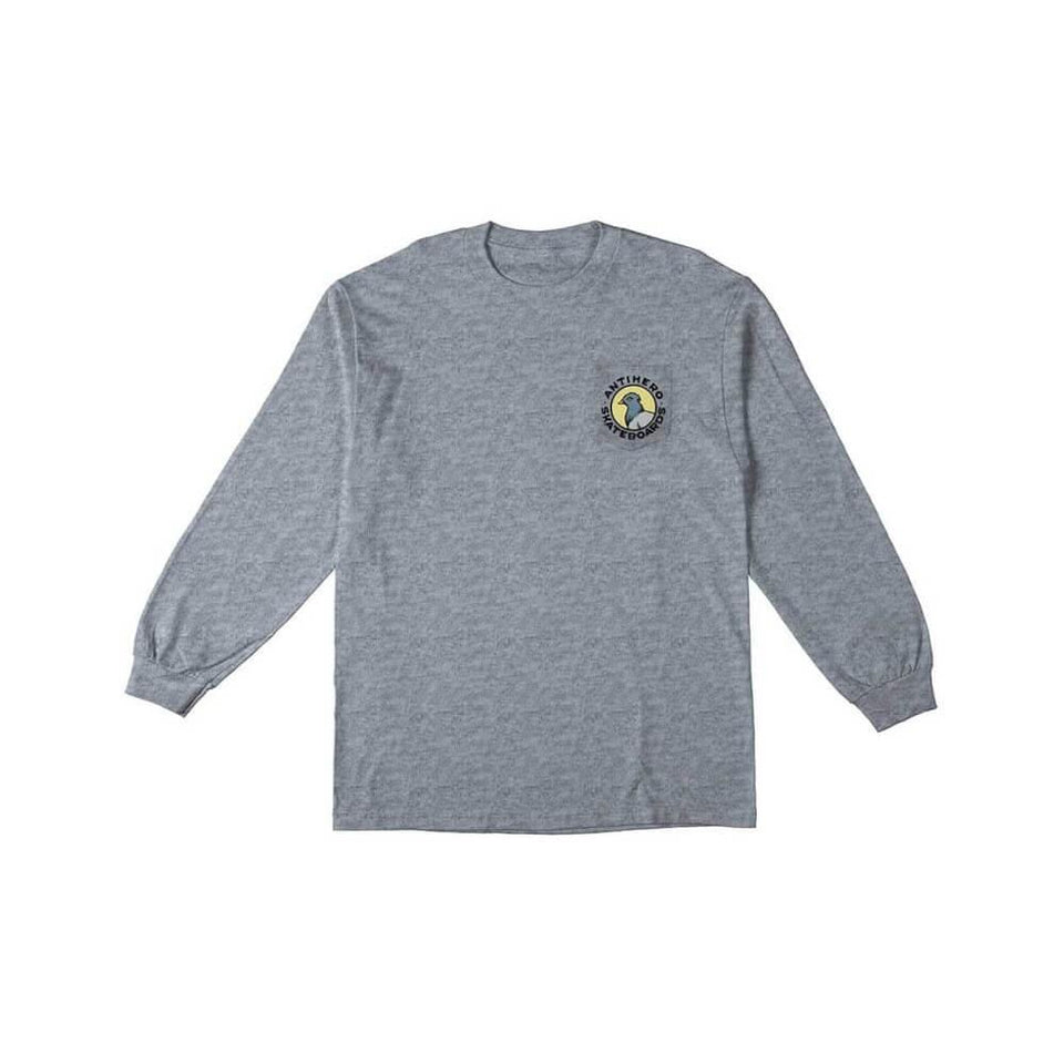 Anti Hero Skate Long Sleeve Tee Pocket Pigeon Round Grey - 50-50 Skate Shop