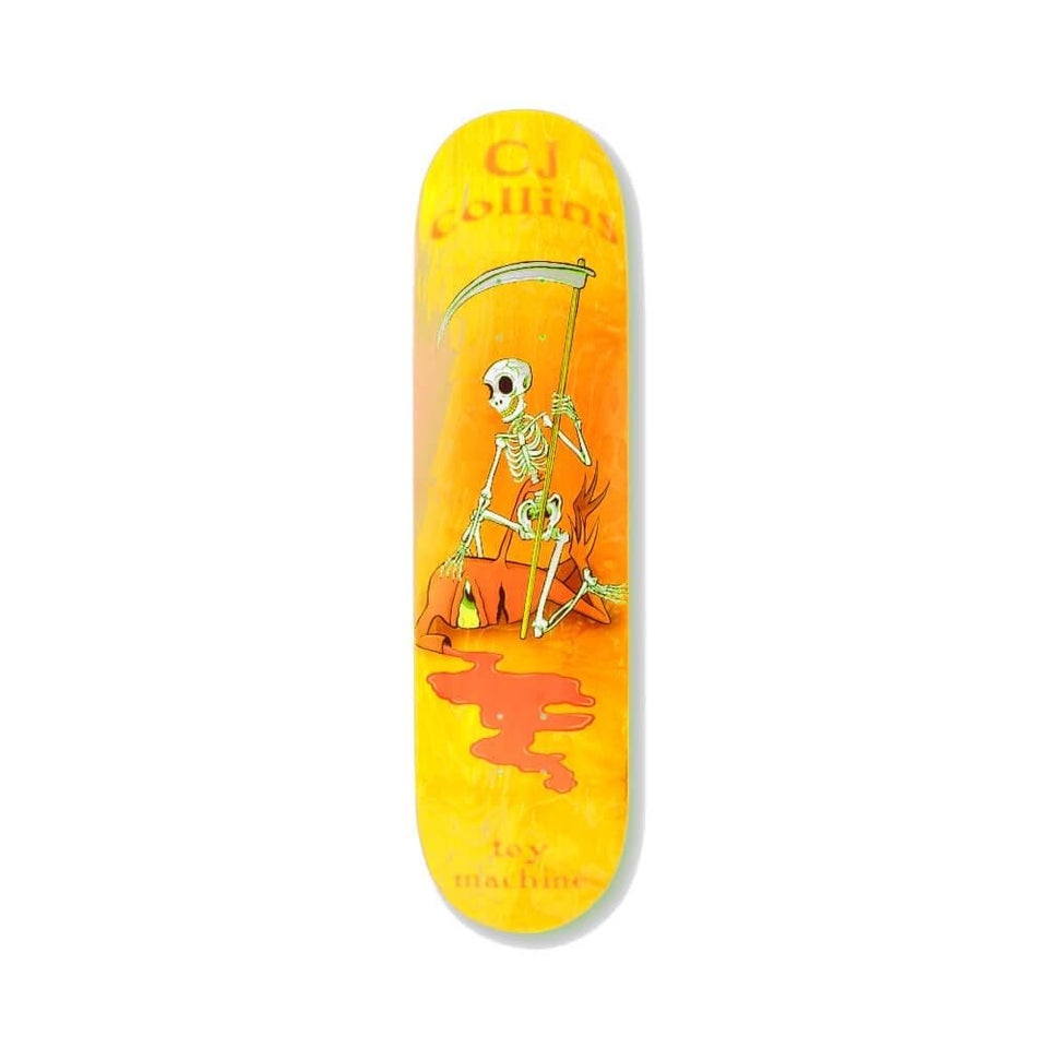 Toy Machine Skateboard Deck Reaper Skeleton 8.25" x 31.98" CJ Collins Yellow 14.25" WB - 50-50 Skate Shop