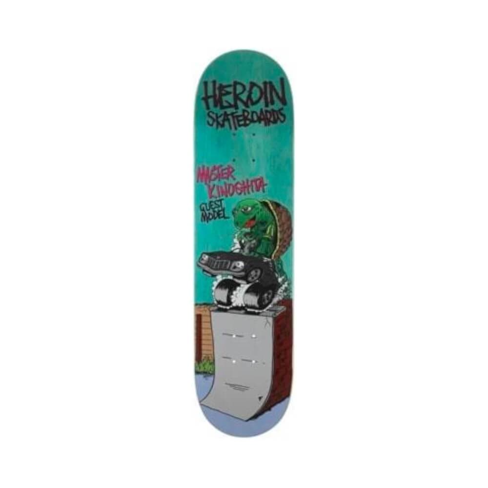 Heroin Skateboard Deck Mr Kinoshita 8.38" x 32.125" Teal 14.5" WB - 50-50 Skate Shop