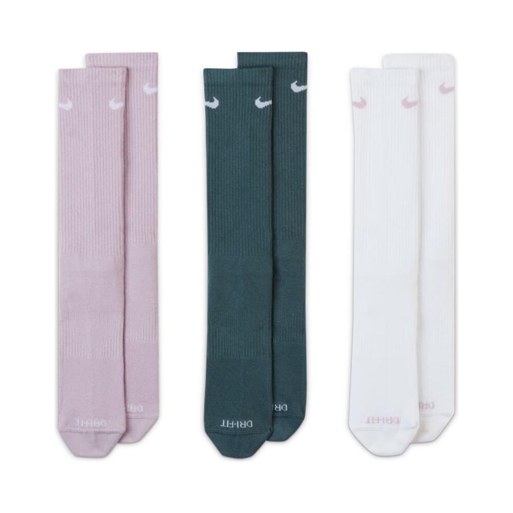 Nike SB Everyday Plus Lightweight Crew Socks Pink Green White 3 Pack - 50-50 Skate Shop