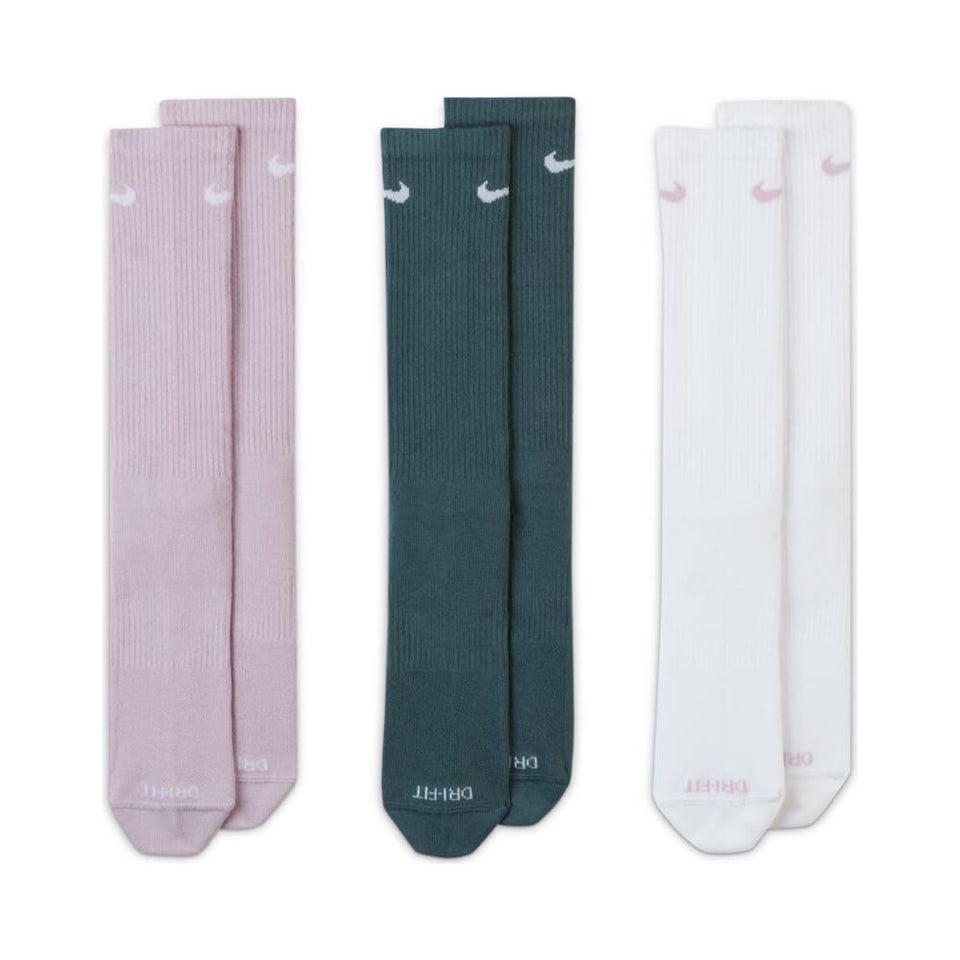 Nike SB Everyday Plus Lightweight Crew Socks Pink Green White 3 Pack - 50-50 Skate Shop