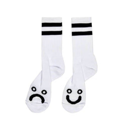 Polar Skate Happy Sad Socks White - 50-50 Skate Shop