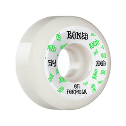 Bones Skateboard Wheels 100's V5 Sidecut 54mm x 100A White Green - Set of 4 - 50-50 Skate Shop