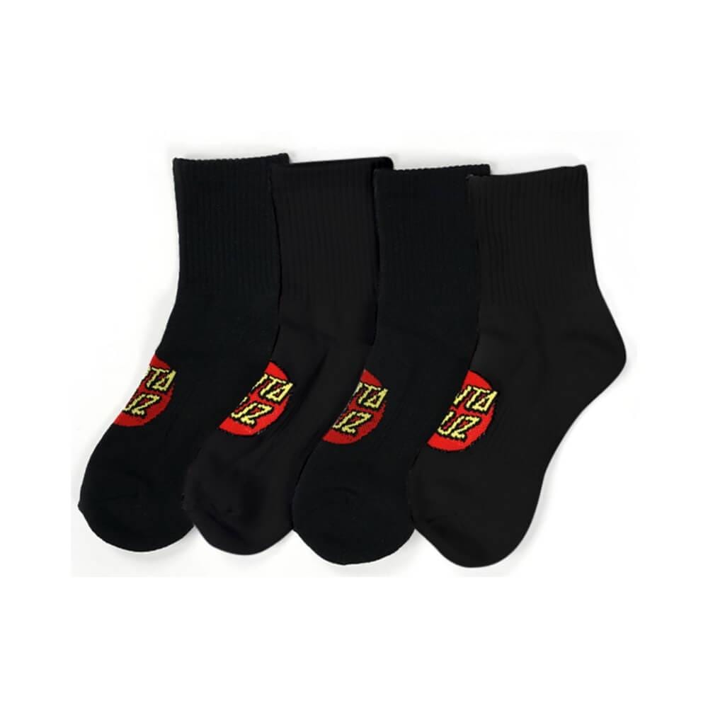 Santa Cruz Junior Classic Dot Mid Socks 4 Pack Black Size 8-12US - 50-50 Skate Shop
