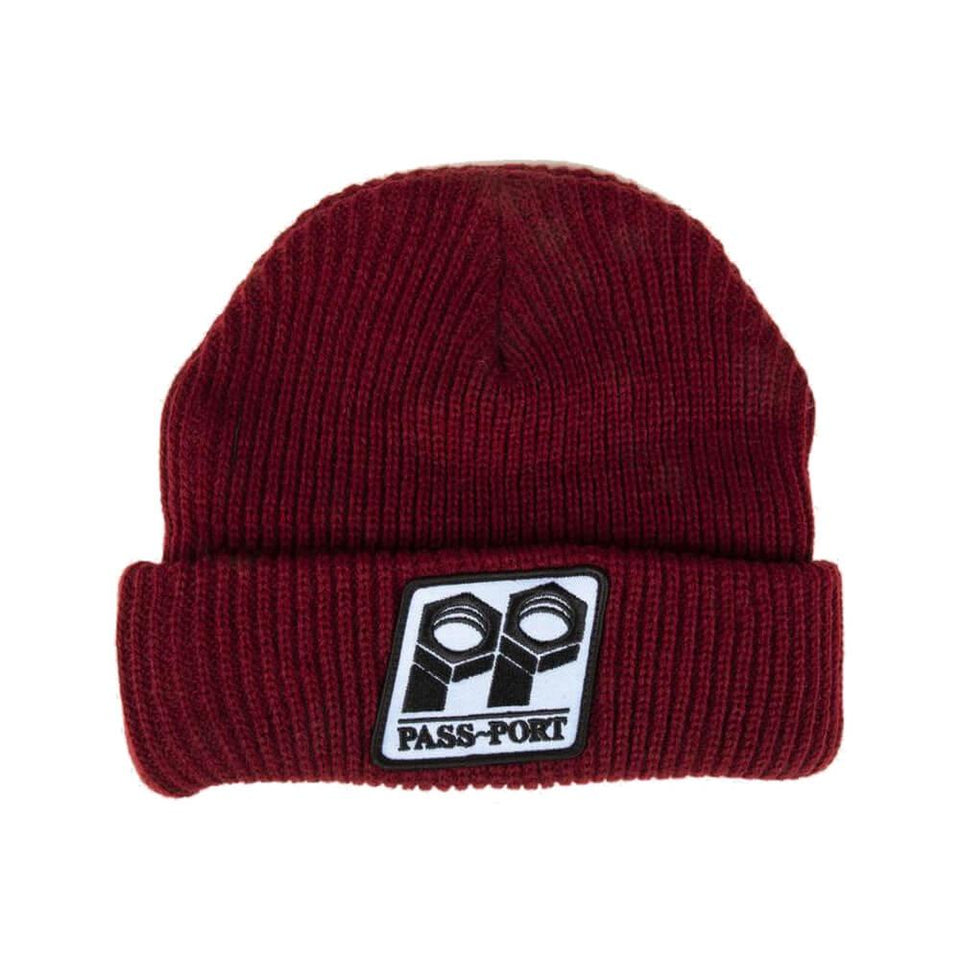 Passport Skate Bolt Patch Beanie Maroon - 50-50 Skate Shop