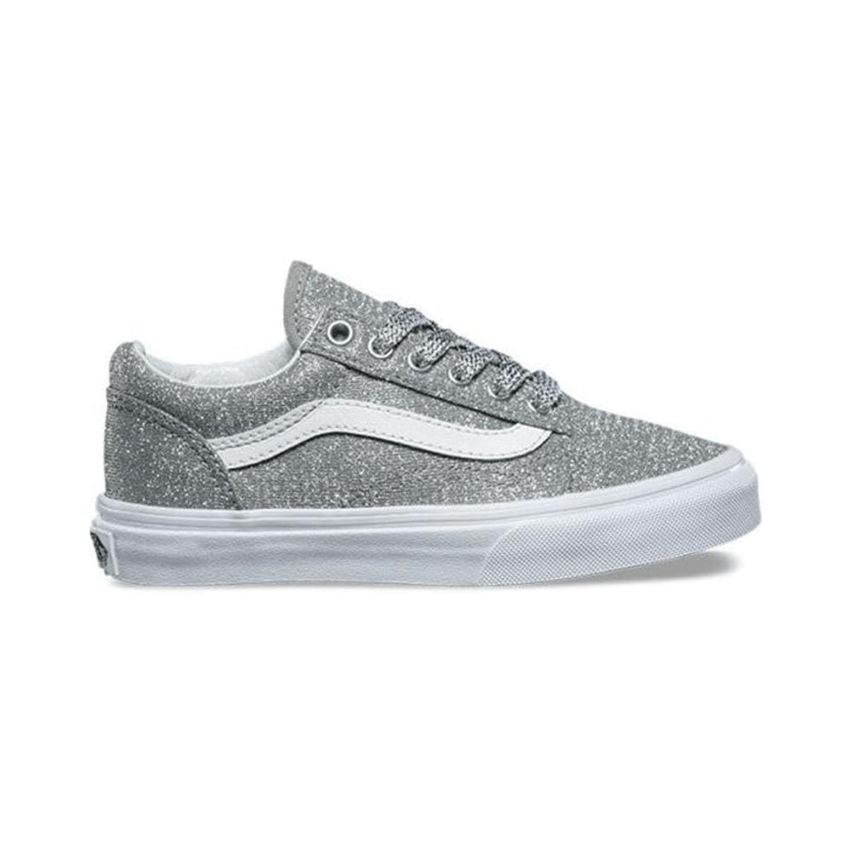 Vans Kids Old Skool (Lurex Glitter) Silver True White - 50-50 Skate Shop