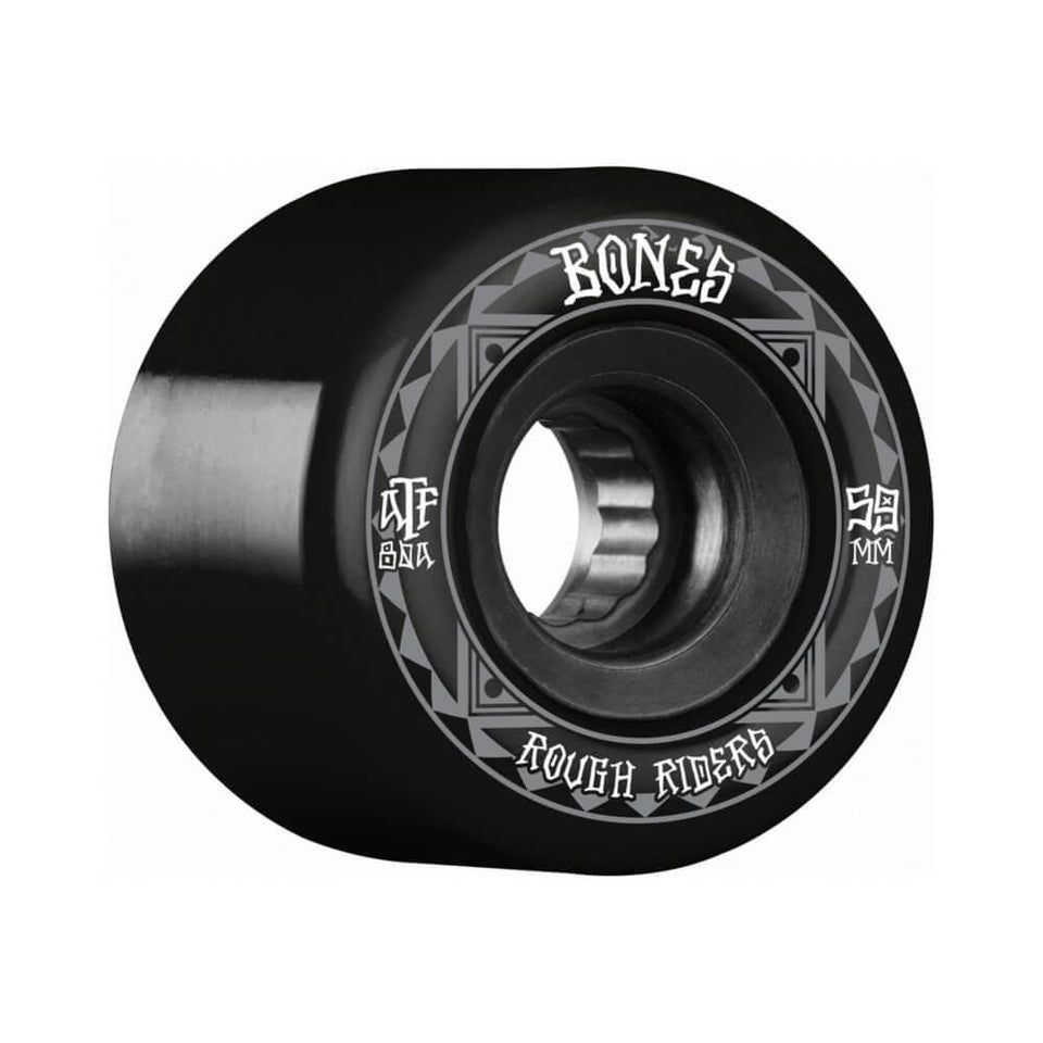 Bones Skateboard Wheels ATF Rough Rider Runners 59mm x 80A Black - Set of 4 - 50-50 Skate Shop