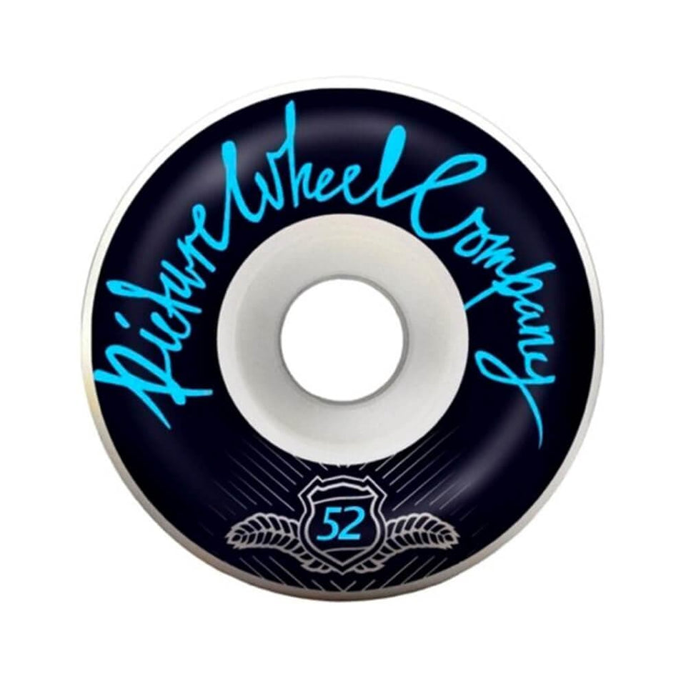 Picture Skateboard Wheels Pop 52mm 99A Blue Black White - Set of 4 - 50-50 Skate Shop