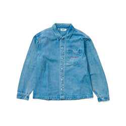 XLarge Bull Denim Long Sleeve Shirt Mid Blue - 50-50 Skate Shop
