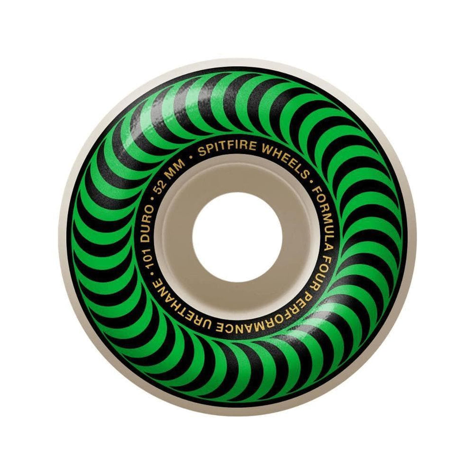 Spitfire Skateboard Wheels F4 101D Classic Swirl 52mm Green - Set of 4 - 50-50 Skate Shop