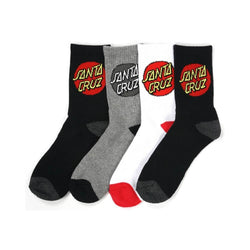 Santa Cruz Cruz Youth Socks 4 Pack Assorted Colour  Size 2-8US - 50-50 Skate Shop